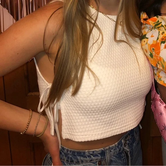 Zara White Crop Top with Built in Bra size M - Picture 1 of 9